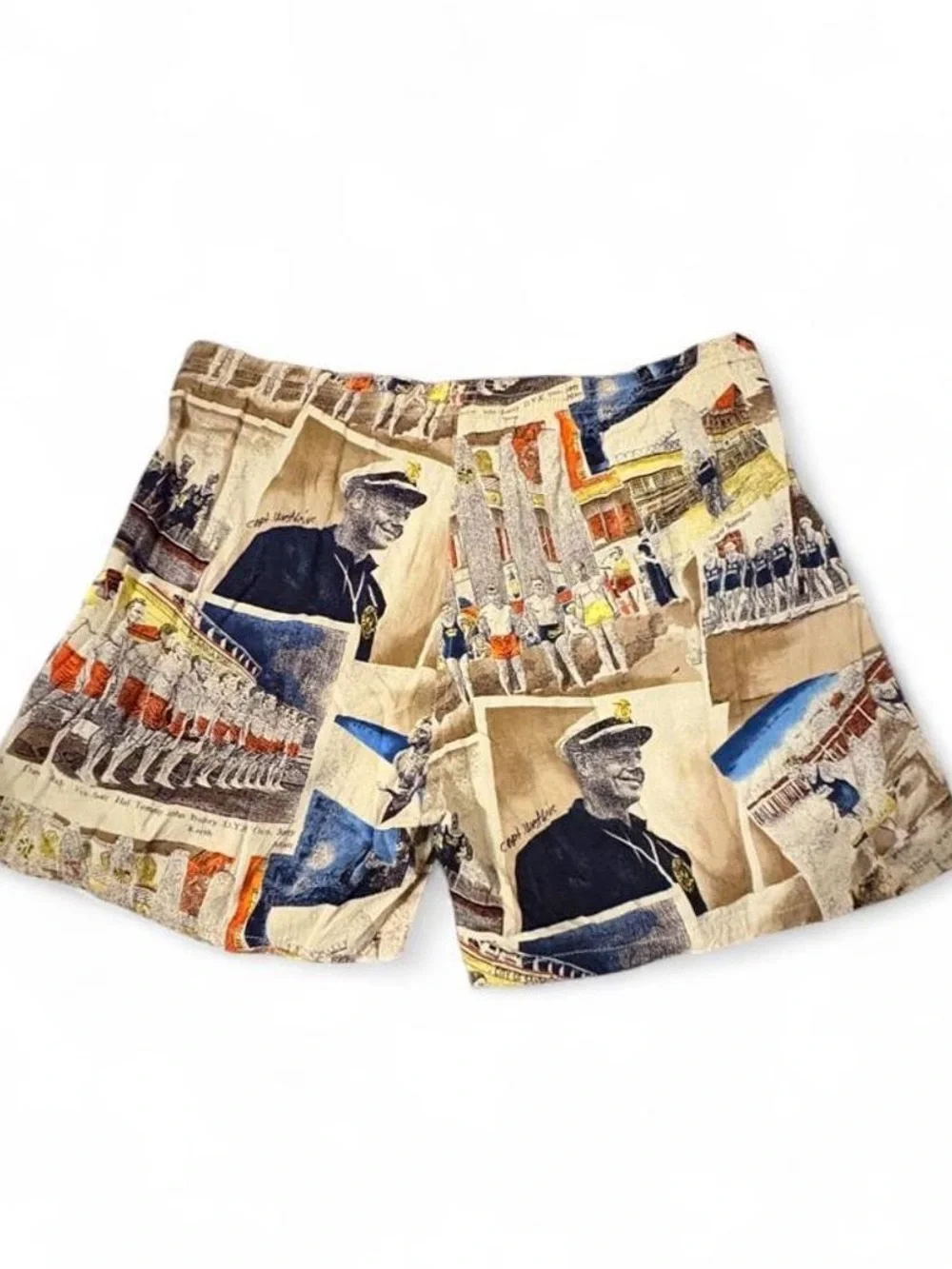 VTG Extremely Rare Jams World Printed Cotton Shorts in Beige Multi